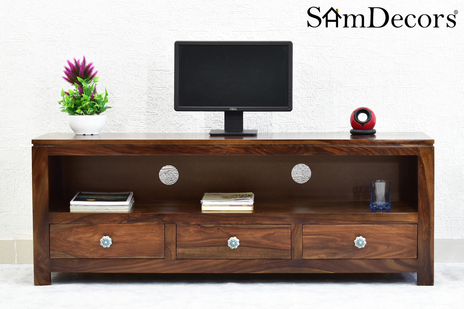 Mary Multipurpose TV Entertainment Unit/Cabinet - Natural Teak - Image 2